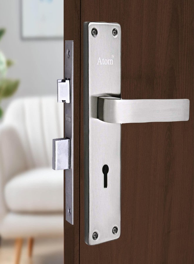 Atom Main Door Mortise Lock with Handle,Bedroom, Bathroom, Silver Satin Antique Finish | 3 Keys | 6 Lever Double Stage Lockset for House Hotel Office(803KY) - Image 1