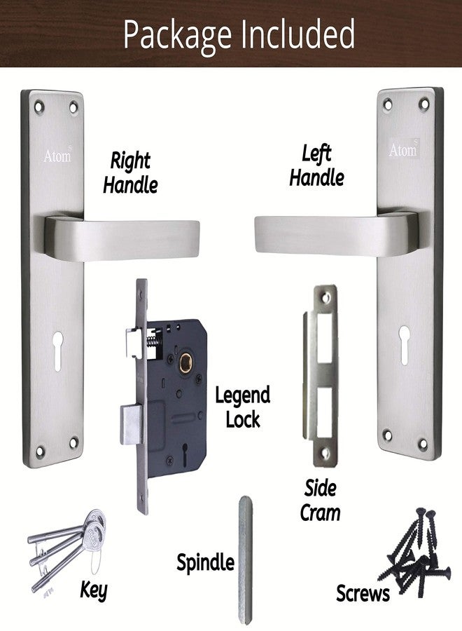 Atom Main Door Mortise Lock with Handle,Bedroom, Bathroom, Silver Satin Antique Finish | 3 Keys | 6 Lever Double Stage Lockset for House Hotel Office(803KY) - Image 3