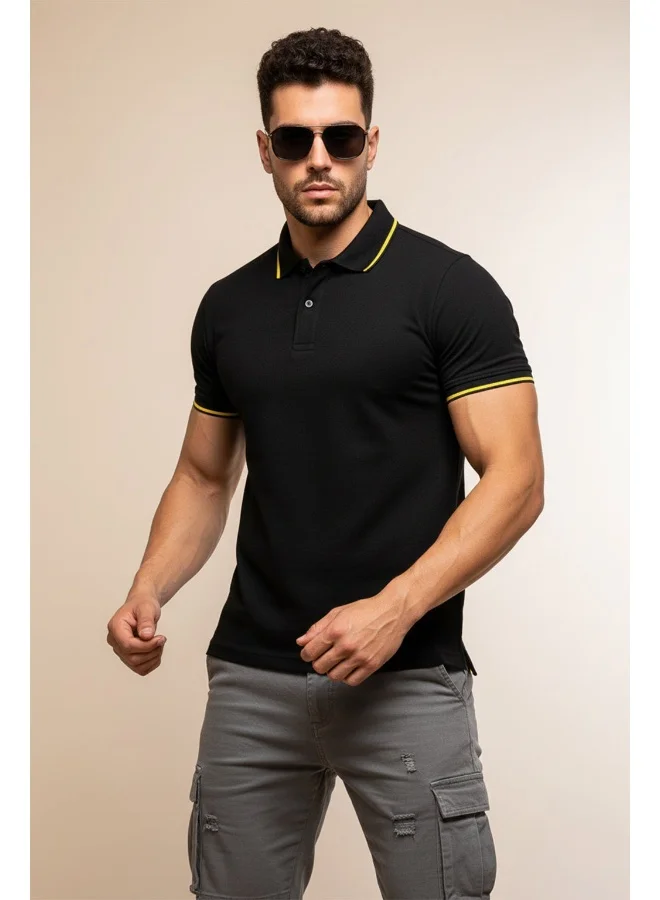 فيردو Veirdo® Pure Cotton Half Sleeves Regular Fit Plain Solid Classic Polo Colored Collar T-Shirt for Men