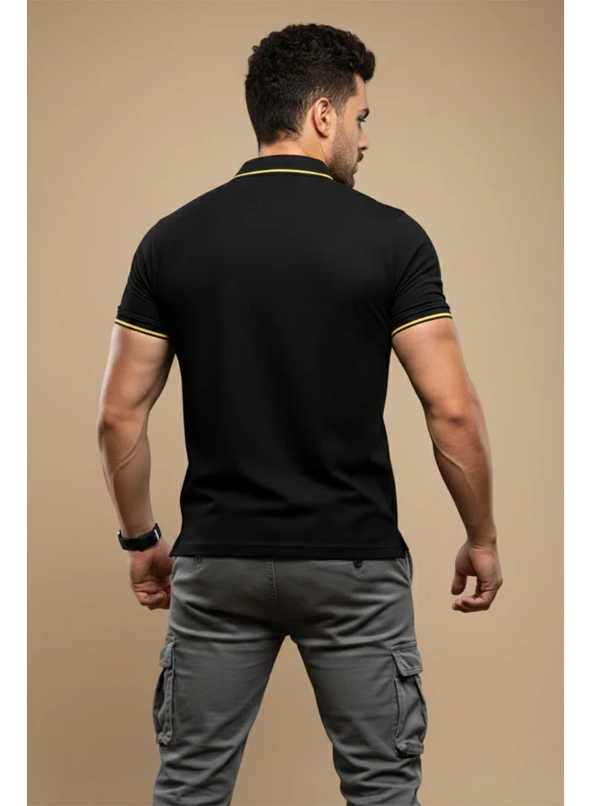 فيردو Veirdo® Pure Cotton Half Sleeves Regular Fit Plain Solid Classic Polo Colored Collar T-Shirt for Men