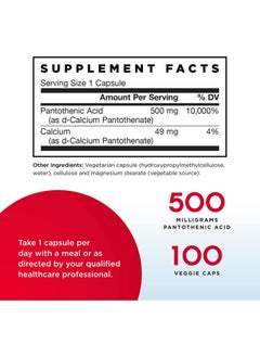 jarrow formulas Pantothenic Acid B5 500 mg Essential B Vitamin Energy & Metabolism Support 100'S  - Image 2