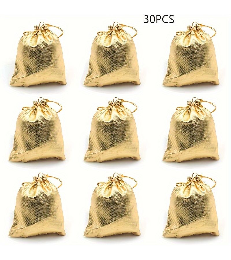 30pcs Golden Organza Drawstring Gift Bags for Jewelry Wedding Candy - Image 2