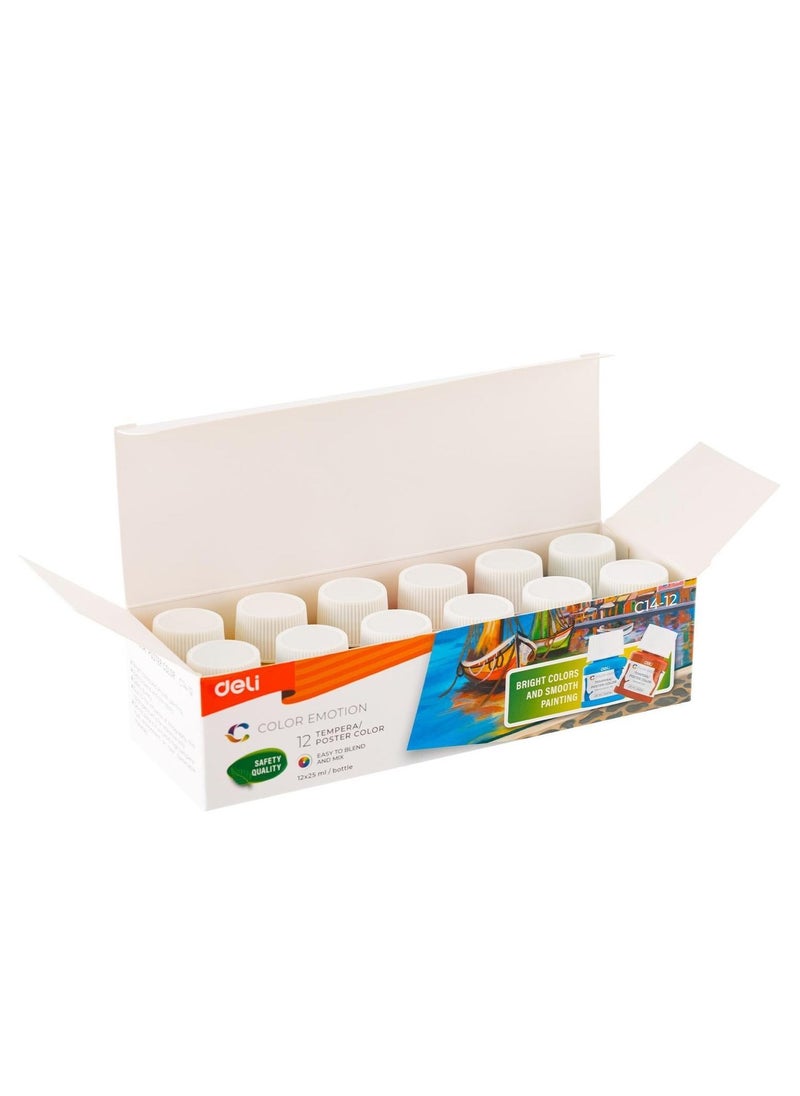 Deli 12-Piece Gouache Colours 25ml Per Bottle  - Image 2