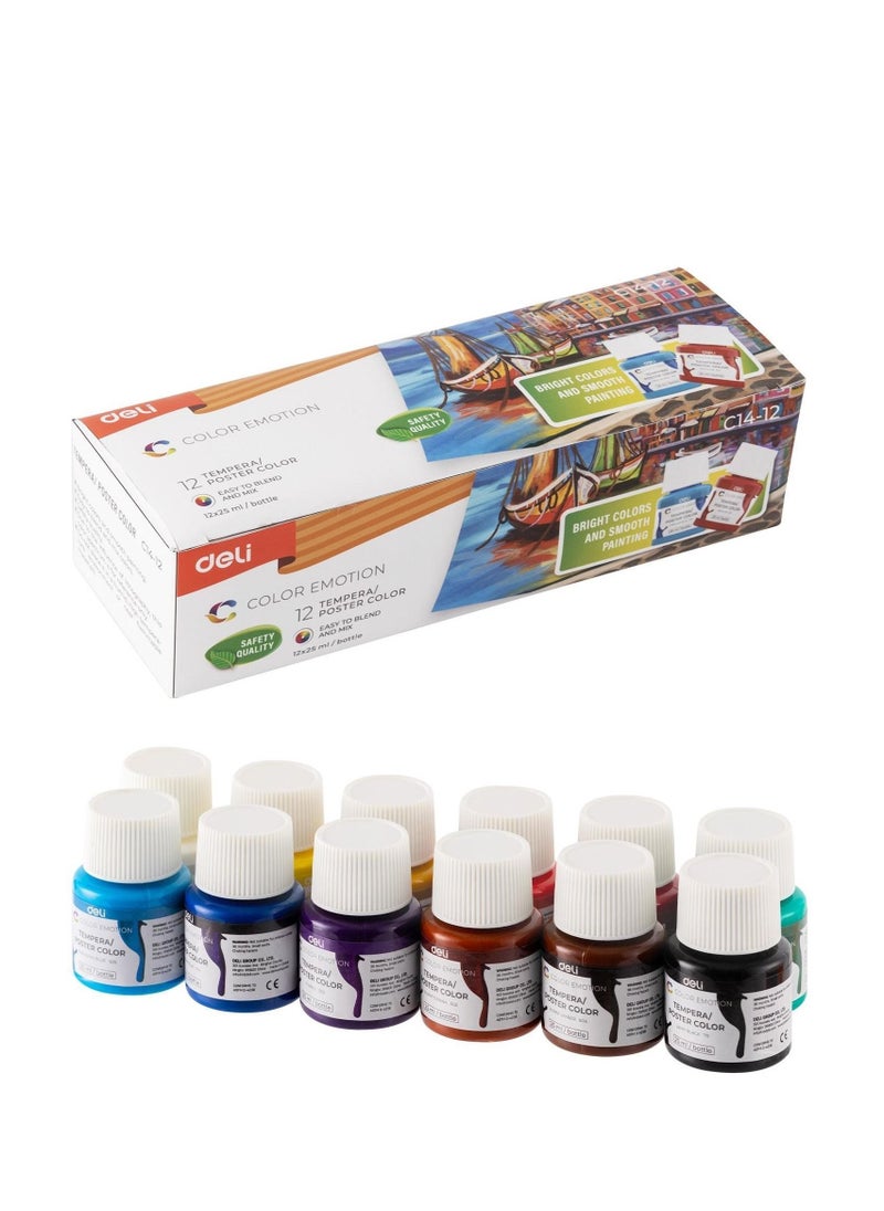 Deli 12-Piece Gouache Colours 25ml Per Bottle  - Image 1