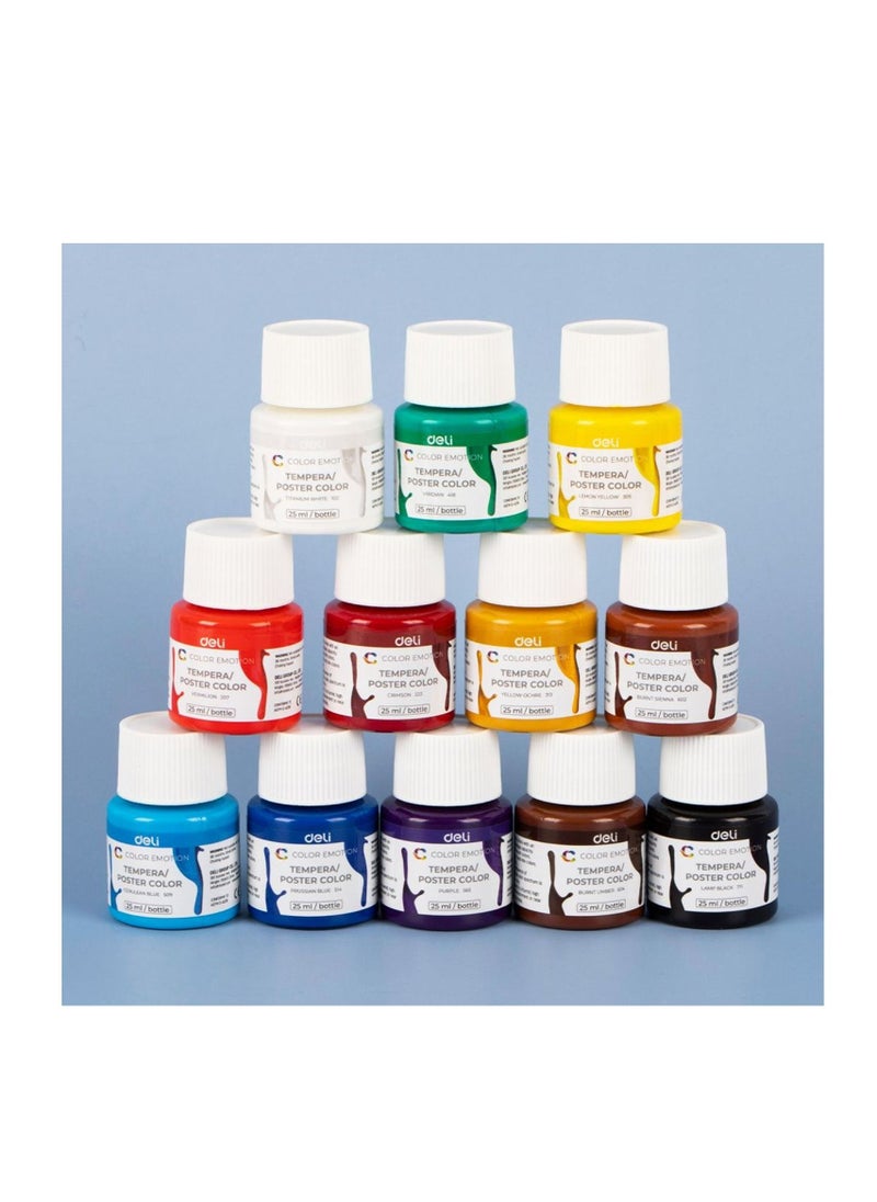 Deli 12-Piece Gouache Colours 25ml Per Bottle  - Image 3