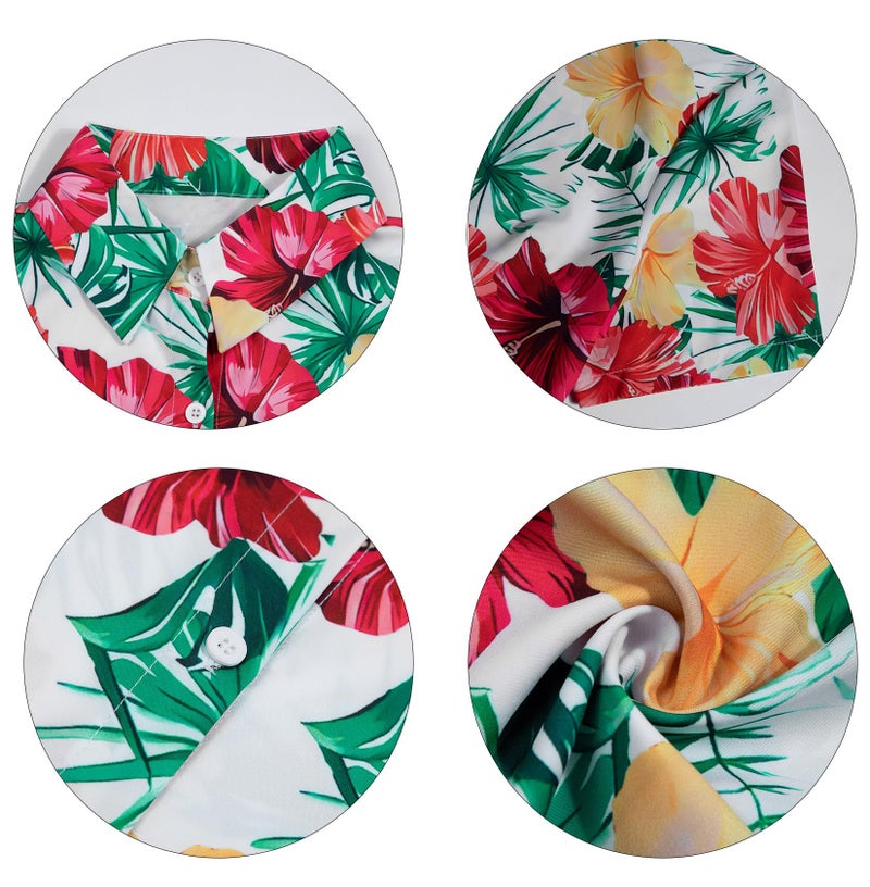 MYHALF Women Hawaiian Shirt Soft Cool Summer Hawaii Shirts Floral Tropic Print V Neck T-Shirt Short Sleeve Button Up Tops - Image 5