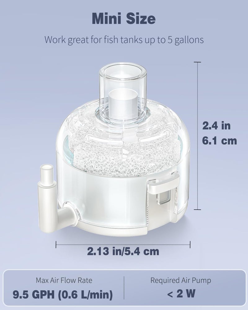 Pawfly Mini Aquarium Sponge Filter, Small Fish Tank Internal Filter with Foam and Air Stone Submersible Bio Sponge Filter for Fish Tanks up to 5 Gallon (Air Pump Not Included) - Image 3