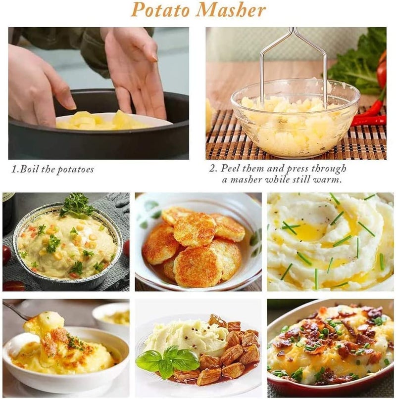 SNEHANSH SNEHANSH Potato Masher with Non Slip Heat Resistance Handle and Large Round Press Plate for Vegetable Fruits and Baby Food Sturdy Easy to Use for Cooking and Kitchen Gadget Black - Image 5