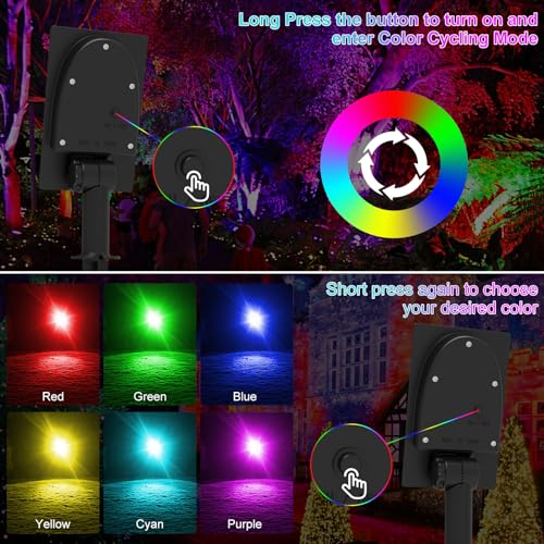 T-SUNUS RGB Solar Spot Lights Christmas, Metal Color Changing Landscape Spotlights IP65 Waterproof Spotlight 2-IN-1 Separated Panel for Outdoor Uplighting Garden Pathway Trees Flag Pond Yard Halloween - Image 2