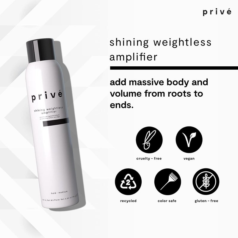 PRIVE PrivÃ© Shining Weightless Amplifier Hair Mousse - Volumizing Mousse for Hair Volume with Bamboo & Green Tea for Root Lift, Shine & Strength - Helps Add Body to Dull, Flat Strands (6.85 oz) - Image 4