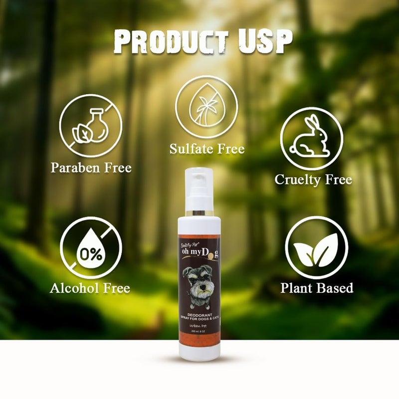 Plushmate Oh My Dog Urban Pet Deodorant Spray Control Body Odour & Keep Coat Smelling Fresh for Dogs, Puppies, Cats and Kittens - 200ml - Image 4