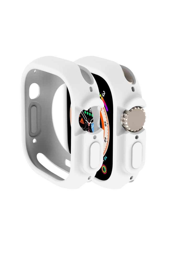 Compatible with Apple Watch Ultra 49 mm case All-Round Shockproof TPU Silicone Protective Cover Bumper Shock-Absorbing Scratch-Resistant Protective case for Apple Watch Ultra 49 mm (White) - Image 1