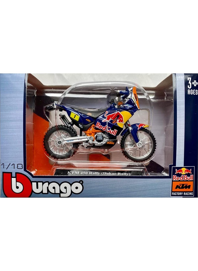 Bburago KTM 450 Rally Dakar #1 "Red Bull" Motorcycle 1/18 by Bburago 51071  - Image 2