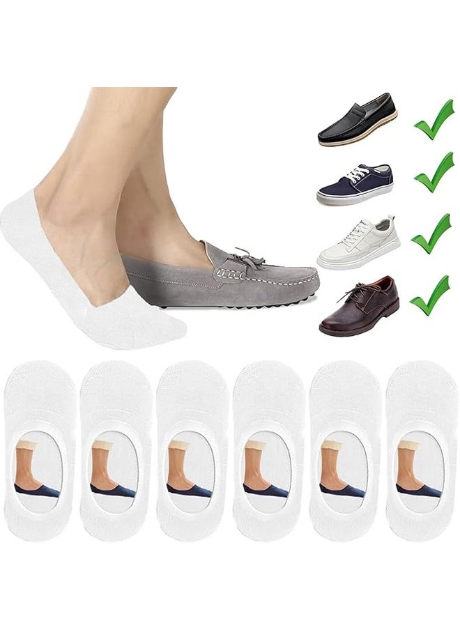 DUNISO 6 Pairs Mens No Show Socks Non Slip Thin No See Invisible Boat Liner Loafer Sock，Comfort Breathable Socks，White  - Image 1
