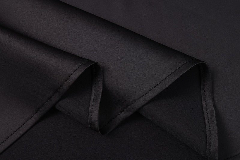 Keasmto Black Skirt for Women Midi Length High Waist Silk Satin Elasticized A Line Trendy Summer Casual Ladies Skirts M - Image 4