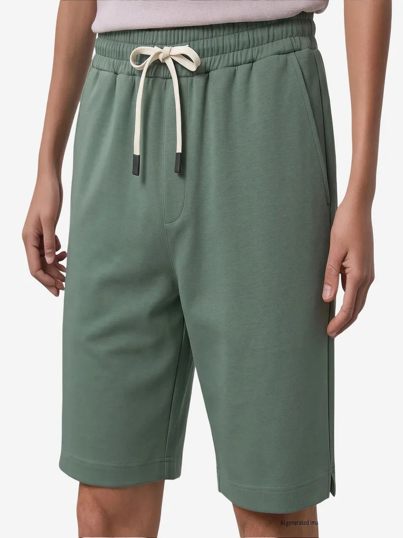 Tommylife Sacramento Green TOMMY Men's Mid Waist Jersey Shorts for Men | Best Price UAE