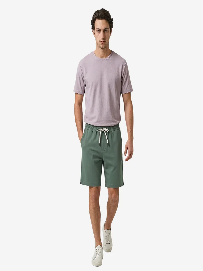 Tommylife Sacramento Green TOMMY Men's Mid Waist Jersey Shorts for Men | Best Price UAE
