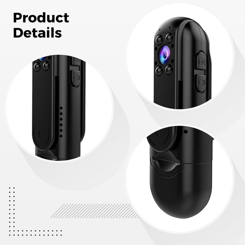 Camera Mini 1080P Hd, with 140° Wide Angle Lens, Wearable Portable, Infrared Night Vision, 6-Hour Battery Life, for Surveillance, Outdoor Sports, and Law Enforcement - Image 4