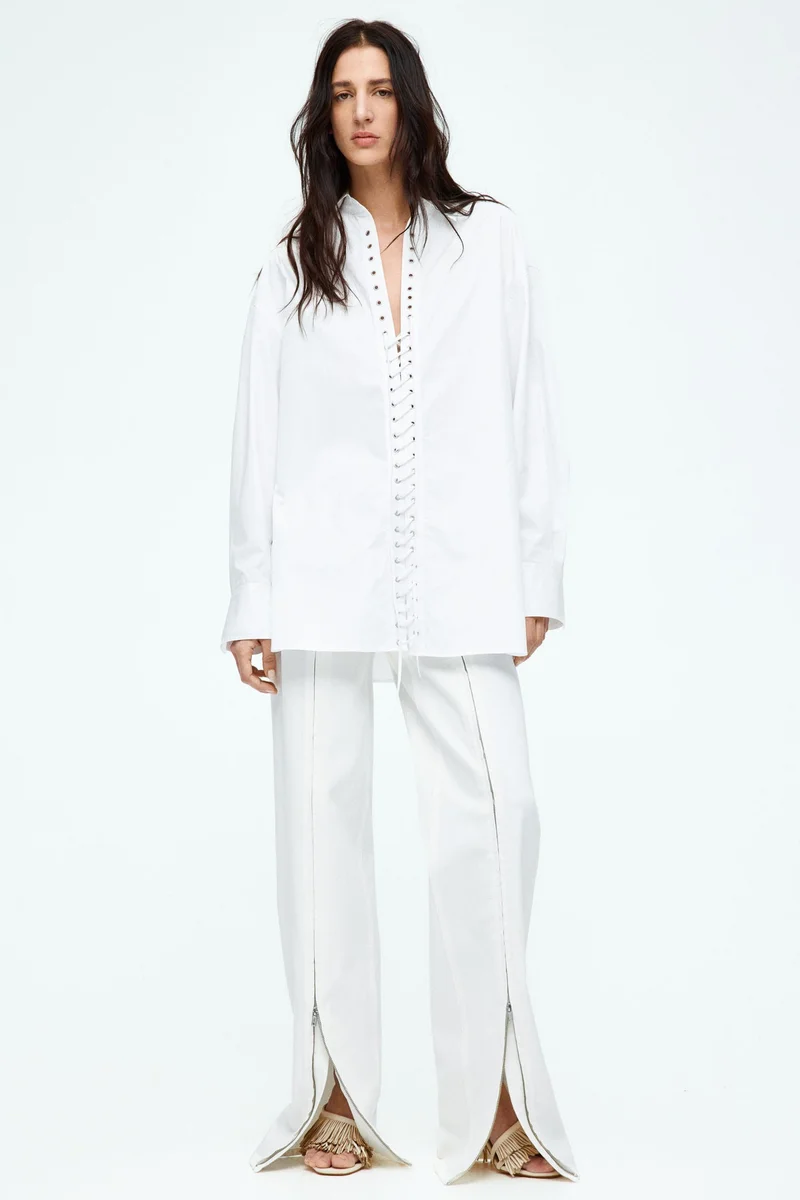 H&M Lacing-front cotton shirt