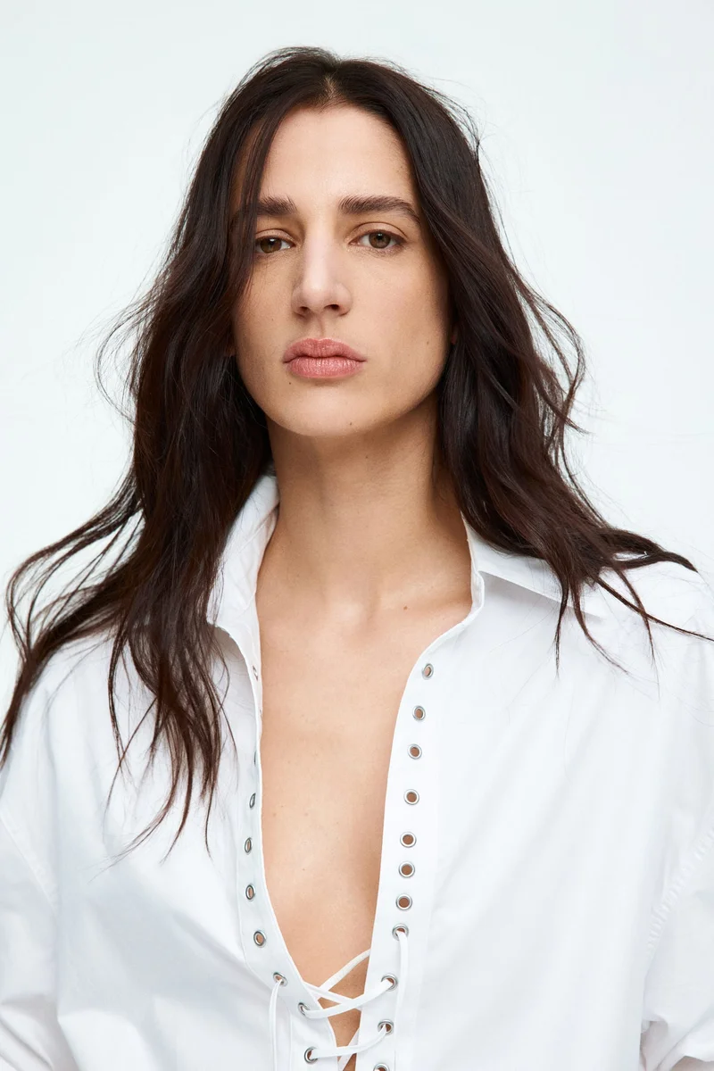 H&M Lacing-front cotton shirt