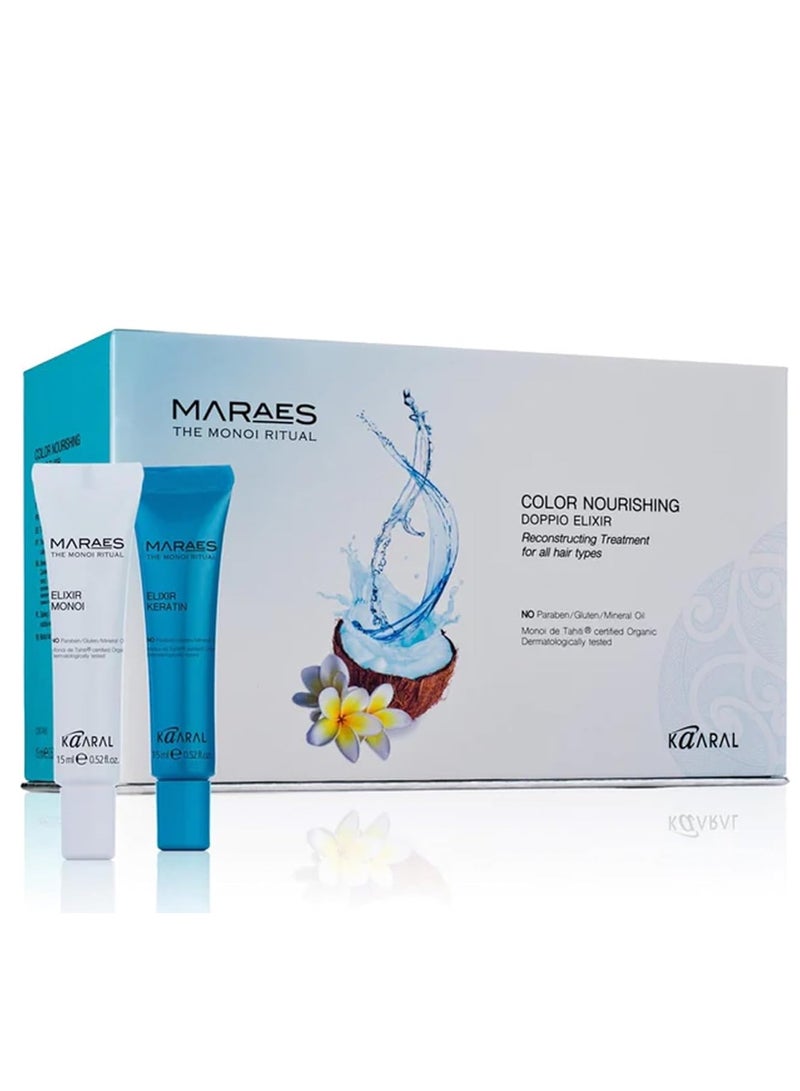 kaaral MARAES Color Nourishing DOPPIO ELIXIR Reconstruction Treatment for All Hair Types 15ml (12pcs) - Image 1
