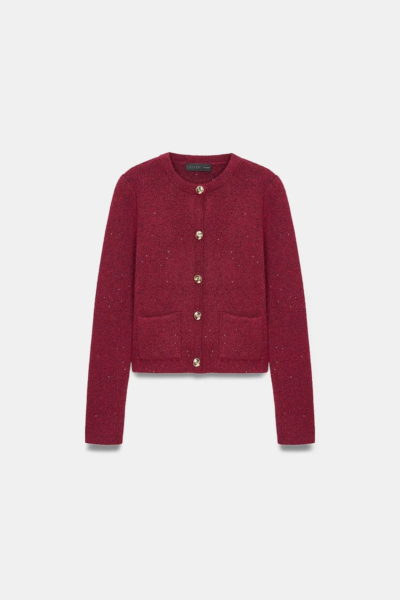 Dilvin Burgundy Red DILVIN Women's Knit Cardigan for Women | Best Price UAE