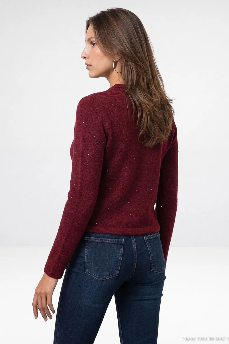 Dilvin Burgundy Red DILVIN Women's Knit Cardigan for Women | Best Price UAE