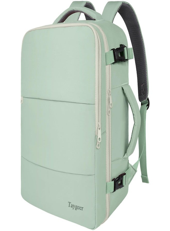Taygeer Travel Backpack for Women Men, TSA Approved Carry On Backpack with USB Charging Port & Shoe Pouch, Quartzgreen Cream, Large, Travel Backpack