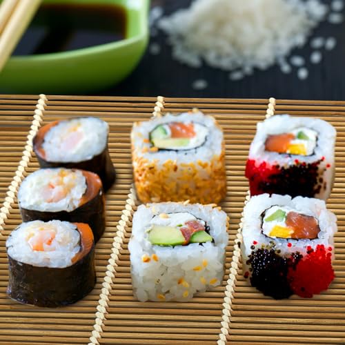 AUUTI 4 Pack Sushi Rolling Mat - Sushi Roller and Sushi Maker Reusable Mat for Easy Homemade Sushi Kit With Inch 9.5 X 9.5 Brown - Image 4
