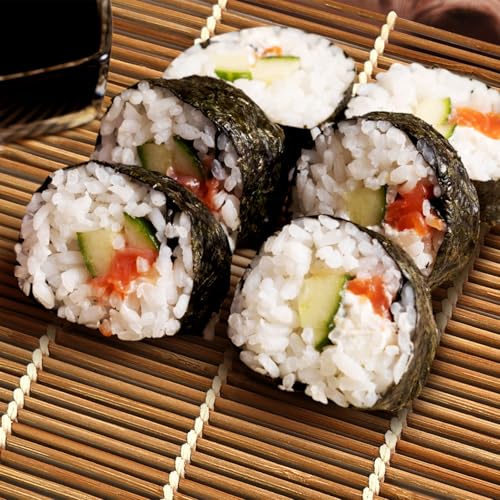AUUTI 4 Pack Sushi Rolling Mat - Sushi Roller and Sushi Maker Reusable Mat for Easy Homemade Sushi Kit With Inch 9.5 X 9.5 Brown - Image 5