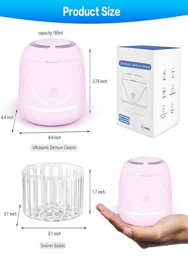 Mckkor Ultrasonic denture cleaner for dentures, mouth guards, toothbrush heads, jewelry - 45 kHz Ultrasonic Retainer Cleaner (Pink - Image 3