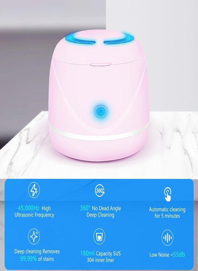 Mckkor Ultrasonic denture cleaner for dentures, mouth guards, toothbrush heads, jewelry - 45 kHz Ultrasonic Retainer Cleaner (Pink - Image 2