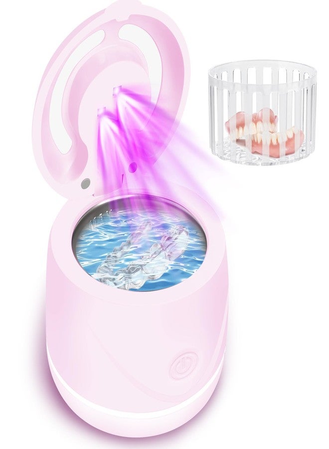 Mckkor Ultrasonic denture cleaner for dentures, mouth guards, toothbrush heads, jewelry - 45 kHz Ultrasonic Retainer Cleaner (Pink - Image 1