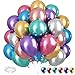 Isndare Metallic Balloons 12 Inch Rainbow Chrome Balloons 35Pcs Assorted Colors Multicolor Metallic Purple Red Green Blue Silver Rose Gold Latex Balloons for Kids Birthday Wedding Carnival Party Decorations - Image 2