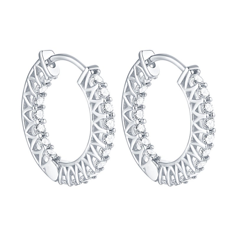 Trendy European Style S925 Silver Earrings with Zircon, Rose Gold Plated, Fashionable OL  Design