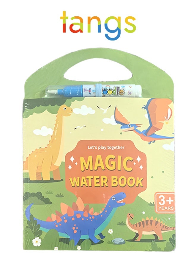ملقط كتاب الرسم السحري بالماء - إصدار الديناصورات، يكشف عند التلوين، قابل لإعادة الاستخدام، تعليمي وممتع للأطفال، آمن وغير سام، هدية للأطفال بعمر 3-7 سنوات - Image 1