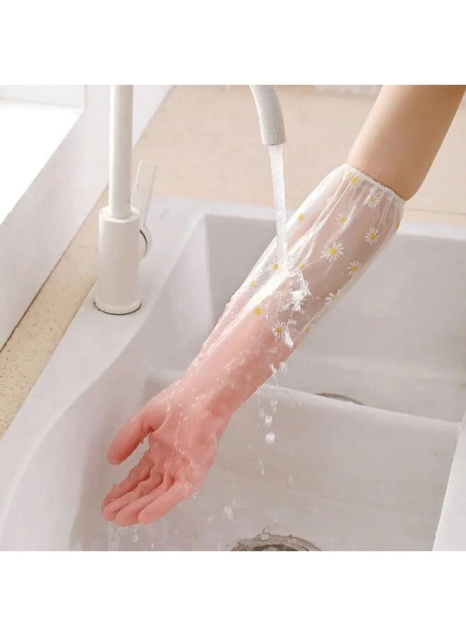 EAYIRA Reusable Heavy Duty Hand Gloves For Dishwashing, Gardening, Kitchen Cleaning Non-Slippery & Durable Long Elbow Length(Inner Cotton Lining For Comfort), 1 Pair (Pink, Pack of 2) - Image 2