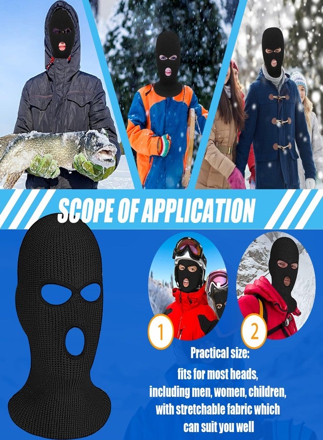 SYIGICE 2Pcs 3-Hole Full Face Ski Mask Warm Beanie Balaclava Cap Winter Knitted Cover for Adult Wind Protection Skiing Outdoor Sports, Black - Image 5