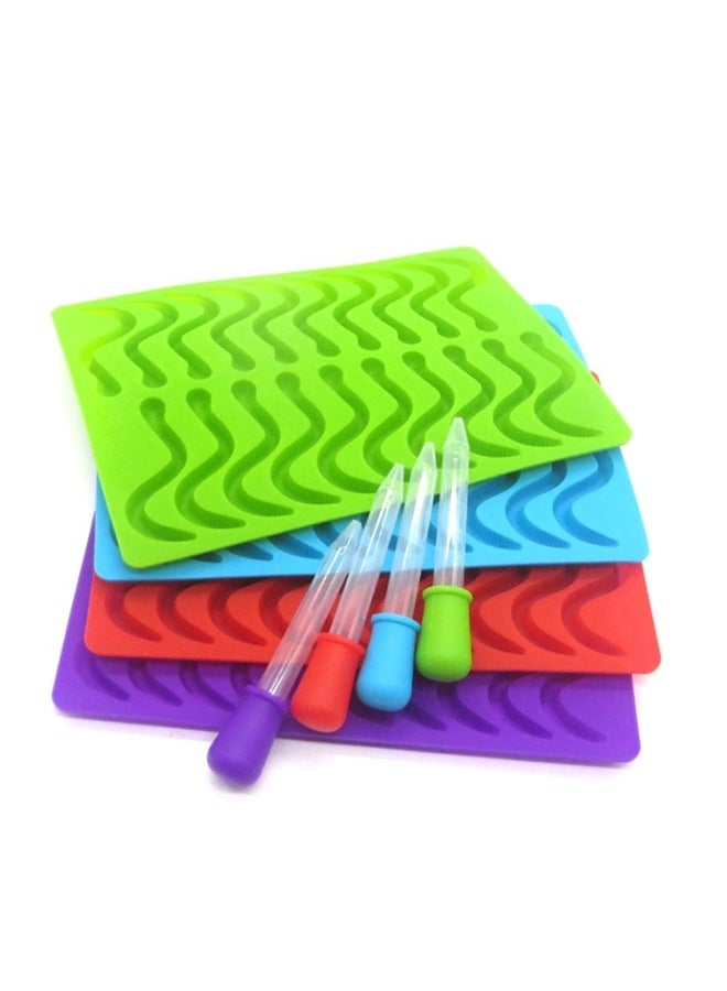 20 Lattice Worm Gummy Candy Silicone Caterpillar Worm Chocolate Ice Lattice Mold With Dropper Worm Fudge Mold-Color:worm Dropper Sky Blue - Image 2
