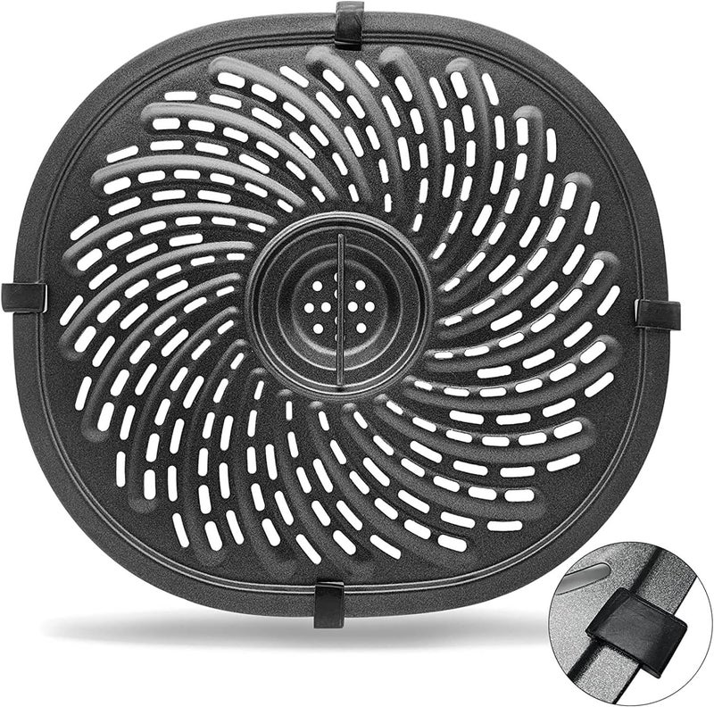 ALJ Upgraded Air Fryer Crisper Plate For PowerXL Gowise 7QT Air Fryers with Rubber Bumpers Nonstick Coating Grill Pan Plate Air Fryer Rack Replacement Parts Accessories Dishwasher Safe 
