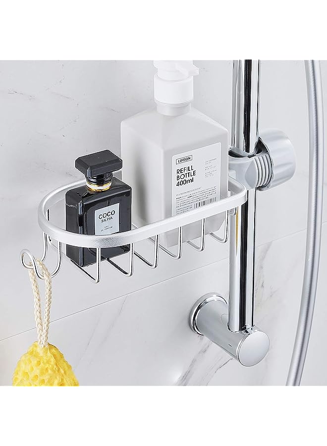 vesus Shower Rod Assembled Kitchen Washing Sponge Holder Faucet Caddy Shower Soap Basket,Bright Silver Color  - Image 1