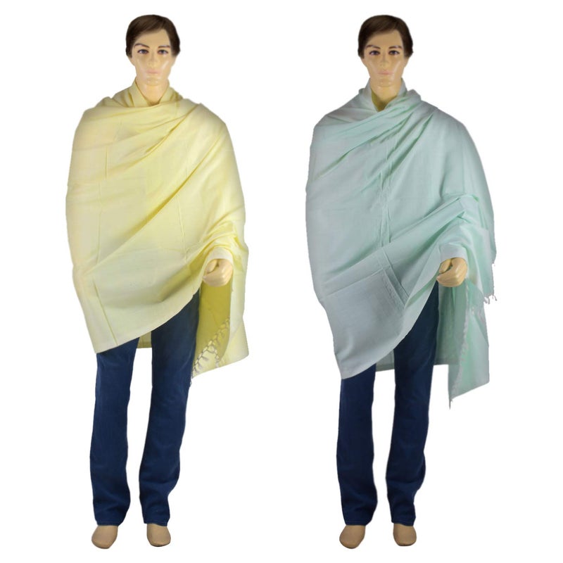 EthnicAlive Bhagalpuri Handloom Organic Cotton Pure Dull Chadar|Comforter for Summer|AC Lemon and Green Combo 2 Pack (Size 220x125cm) - Image 3
