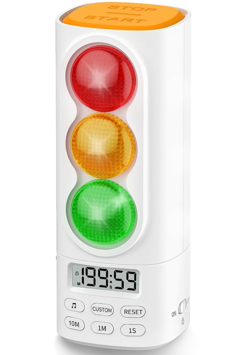 MeesMeek Traffic Light Visual Timer&ADHD Tool for Kids Adults Display Volume Adjustment, with 4 Ringtones for Classroom Desk Home Kitchen Game Countdown Pause Memory Function Charger Type C Included - Image 1