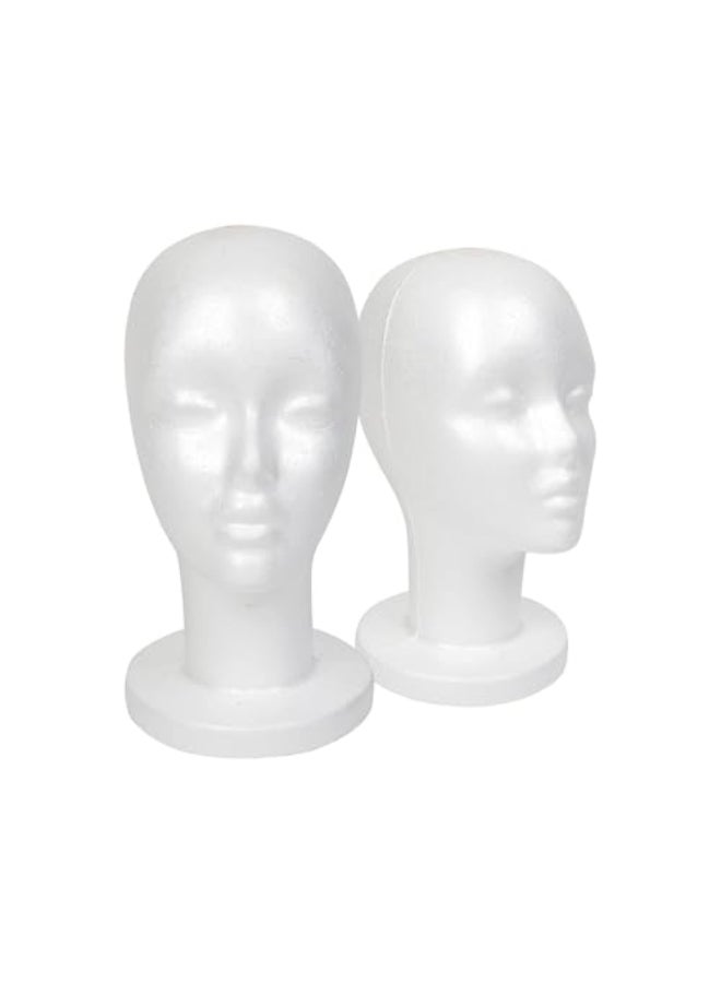 STUDIO LIMITED 114Inch Styrofoam Mannequin Head 2 Pack White Foam Wig Display Stand for Wigs Hats Hairpieces Professional Salon and Cosmetology Use - Image 1