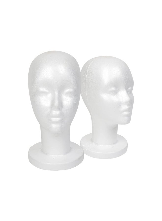 STUDIO LIMITED 114Inch Styrofoam Mannequin Head 2 Pack White Foam Wig Display Stand for Wigs Hats Hairpieces Professional Salon and Cosmetology Use - Image 2