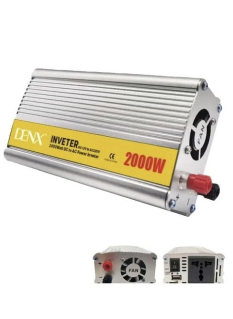Automotive Power Inverter with USB Port and Fast Charger 2000W 12V to 220V