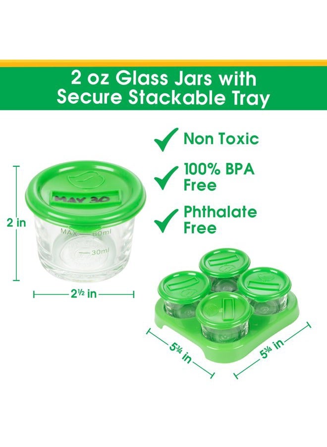 Sprout Cups Glass Baby Food Storage Containers w Write What You Want Lids (4 Pk)- 2oz Jars with Storage Tray & Dry-Erase Marker- Microwave, Freezer, & Dishwasher Safe- For Homemade Babyfood, Breast Milk- BPA Free - Image 2