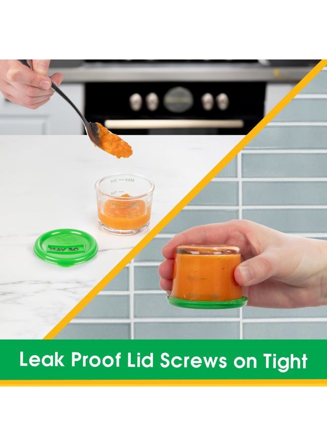 Sprout Cups Glass Baby Food Storage Containers w Write What You Want Lids (4 Pk)- 2oz Jars with Storage Tray & Dry-Erase Marker- Microwave, Freezer, & Dishwasher Safe- For Homemade Babyfood, Breast Milk- BPA Free - Image 4