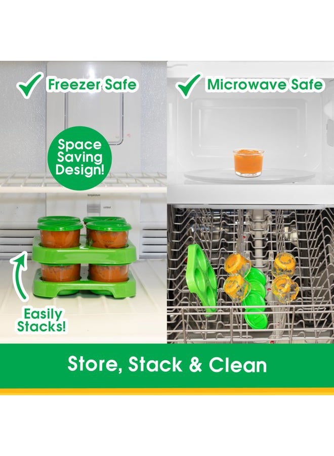 Sprout Cups Glass Baby Food Storage Containers w Write What You Want Lids (4 Pk)- 2oz Jars with Storage Tray & Dry-Erase Marker- Microwave, Freezer, & Dishwasher Safe- For Homemade Babyfood, Breast Milk- BPA Free - Image 3