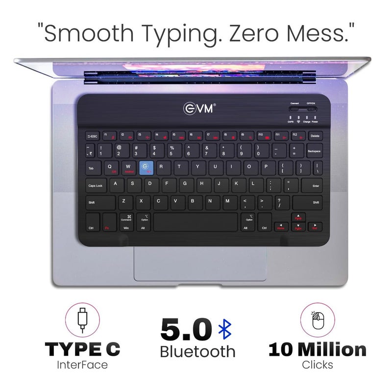 EVM EnEdge 9.7 inch Wireless Rechargeable Keyboard - Bluetooth 5.0 with Type-C Interface, Ultra-Slim & Lightweight, Compatible with Tablets, Smartphones WLKM - Image 5